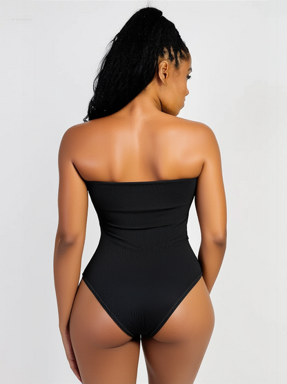 Fina Chica Strapless Bodysuit Tummy Control Seamless Thong Shapewear with Removable Straps